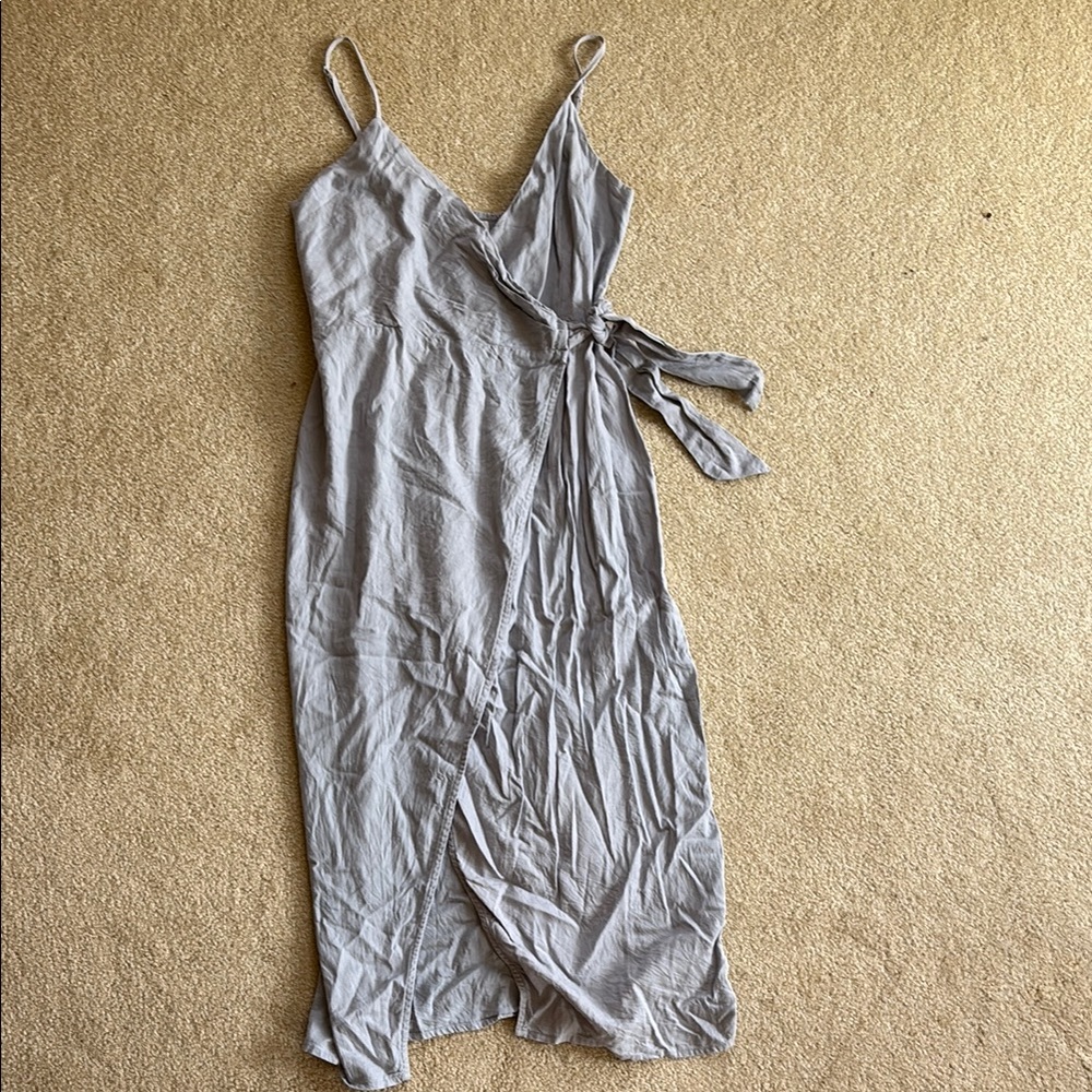 Elegant Gray Wrap Dress
